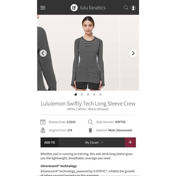 Lululemon Women’s Swiftly Tech Long Sleeve Crew Size 8 - Picture 8 of 9